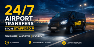 Happy Cabs Stafford 24 Hour Airport Taxi Transfer Birmingham Manchester Heathrow